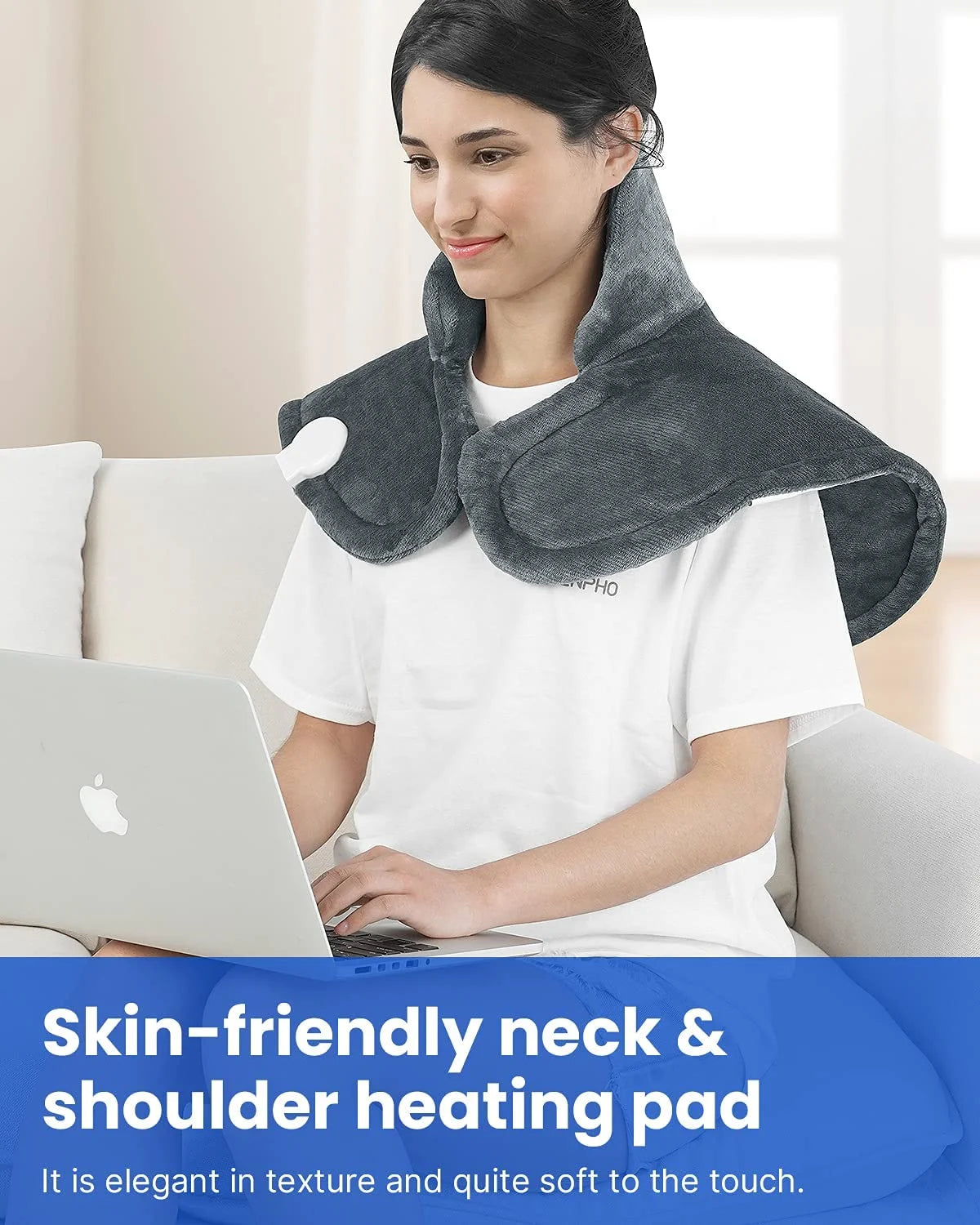 Extra Large Heating Pad for Shoulders Neck and Back, 9 Temperature Settings, FSA HSA Eligible, 19"X 24", Birthday Christmas Gifts for Women Men - Gray