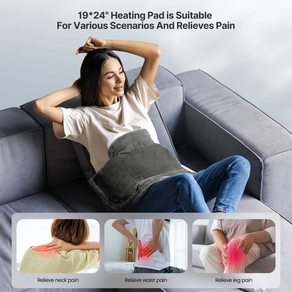 Extra Large Heating Pad for Shoulders Neck and Back, 9 Temperature Settings, FSA HSA Eligible, 19"X 24", Birthday Christmas Gifts for Women Men - Gray